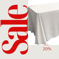 WHITE - Polyester Poplin Washable Rectangular Tablecloth, Table Cover Fabric Cloth for Dinning, Kitchen, Party. Choose Size Below