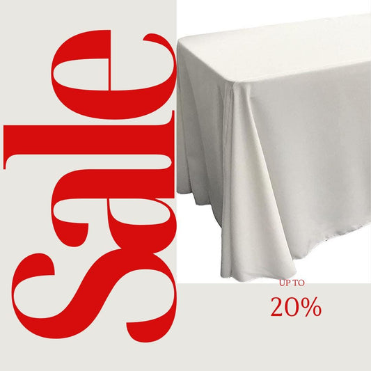 WHITE - Polyester Poplin Washable Rectangular Tablecloth, Table Cover Fabric Cloth for Dinning, Kitchen, Party. Choose Size Below