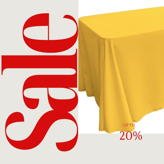 DK YELLOW - Polyester Poplin Washable Rectangular Tablecloth, Table Cover Fabric Cloth for Dinning, Kitchen, Party. Choose Size Below