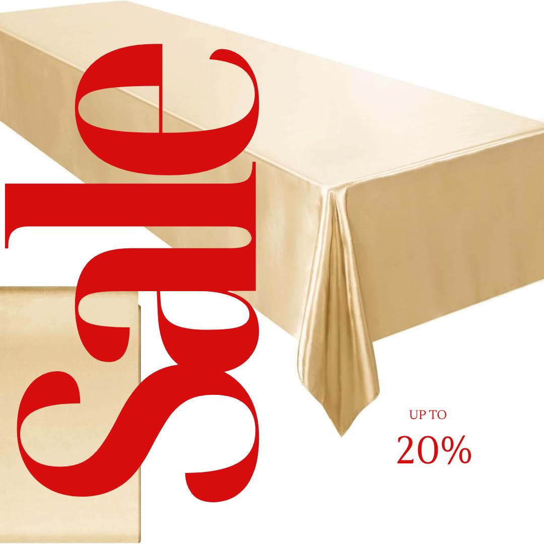 CHAMPAGNE - SATIN - Rectangular Table Cover Bright Tablecloth Smooth Fabric Table Decoration for Wedding Banquet Party Events,
