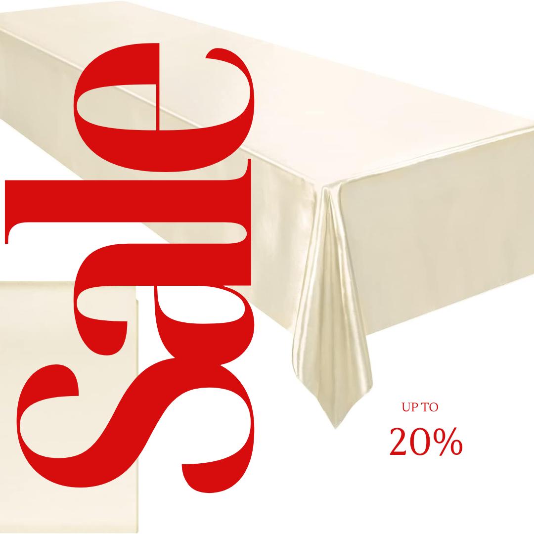 IVORY - SATIN - Rectangular Table Cover Bright Tablecloth Smooth Fabric Table Decoration for Wedding Banquet Party Events,