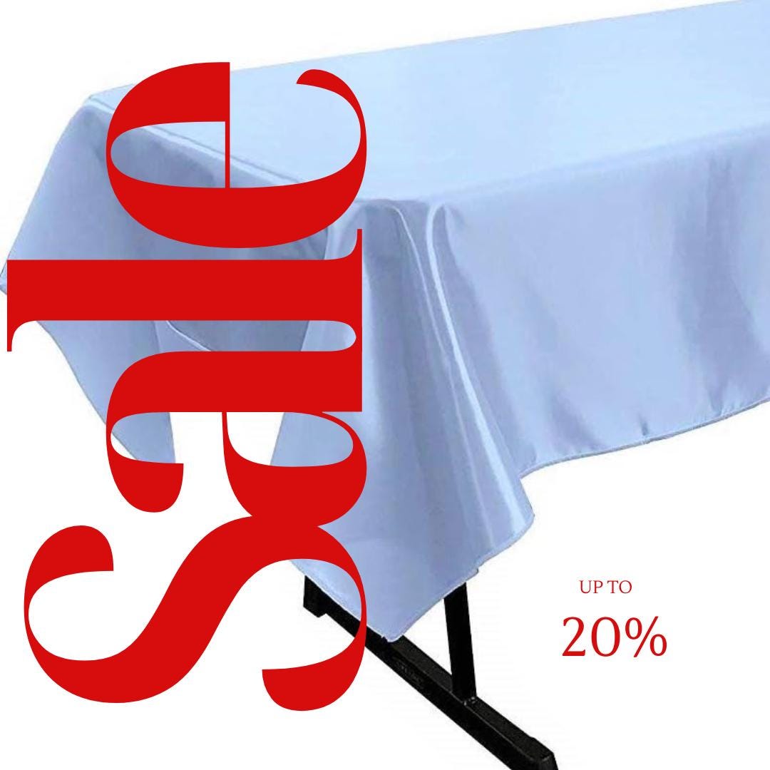 LT BLUE - SATIN - Rectangular Table Cover Bright Tablecloth Smooth Fabric Table Decoration for Wedding Banquet Party Events,