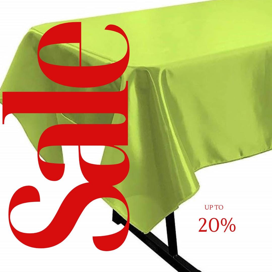 LIME - SATIN - Rectangular Table Cover Bright Tablecloth Smooth Fabric Table Decoration for Wedding Banquet Party Events,