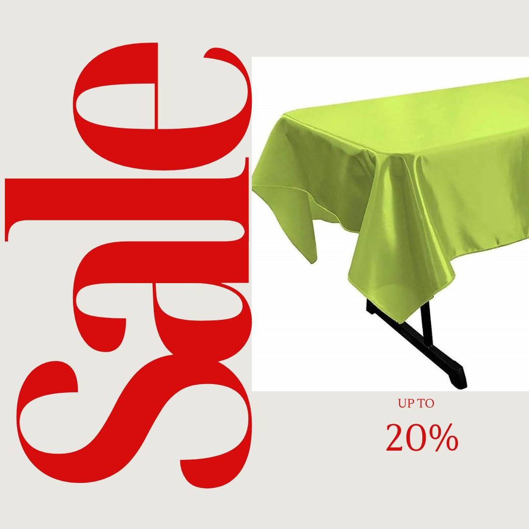 LIME - SATIN - Rectangular Table Cover Bright Tablecloth Smooth Fabric Table Decoration for Wedding Banquet Party Events,