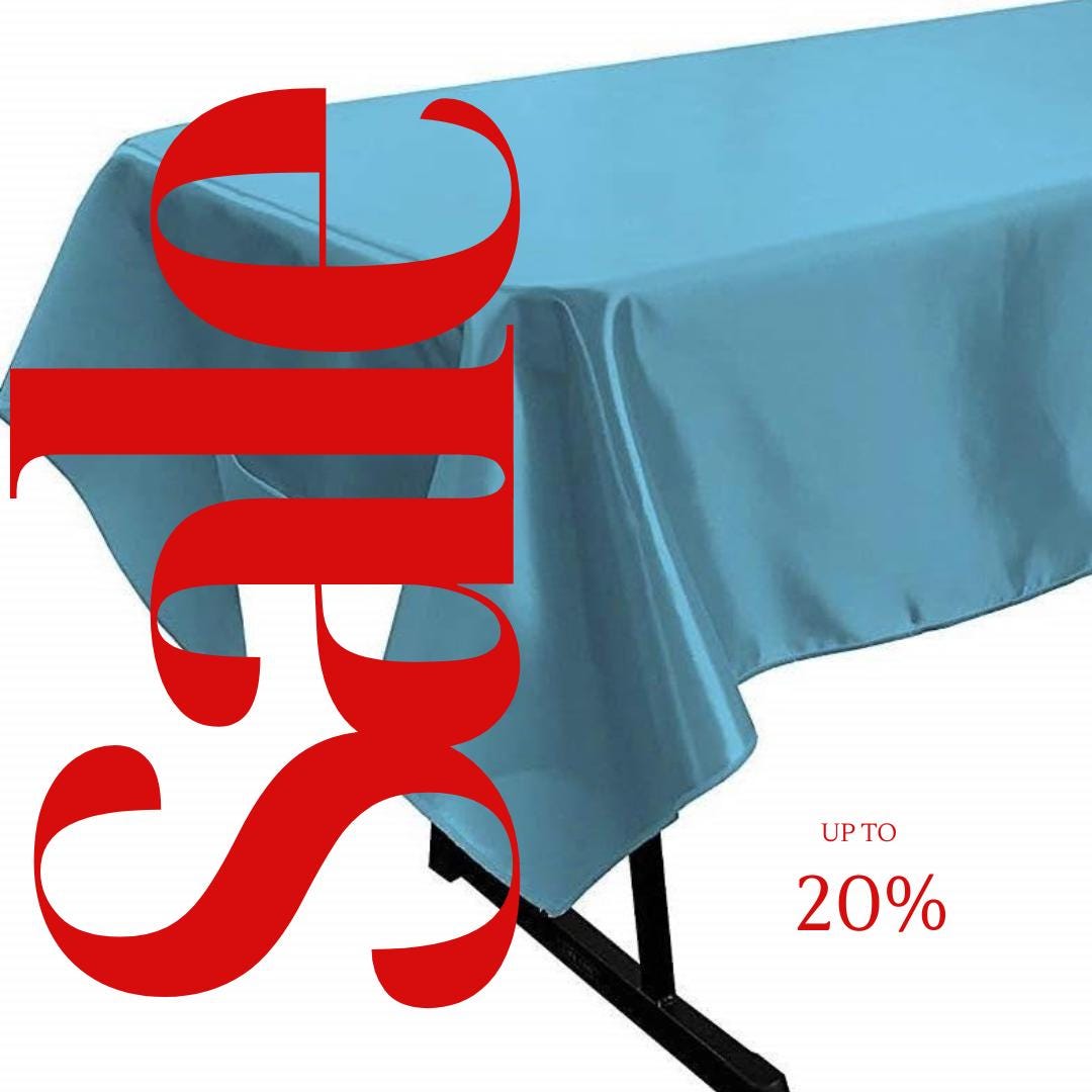 TURQUOISE - SATIN - Rectangular Table Cover Bright Tablecloth Smooth Fabric Table Decoration for Wedding Banquet Party Events,