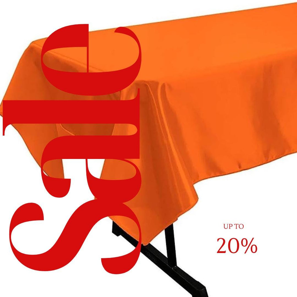 ORANGE - SATIN - Rectangular Table Cover Bright Tablecloth Smooth Fabric Table Decoration for Wedding Banquet Party Events,