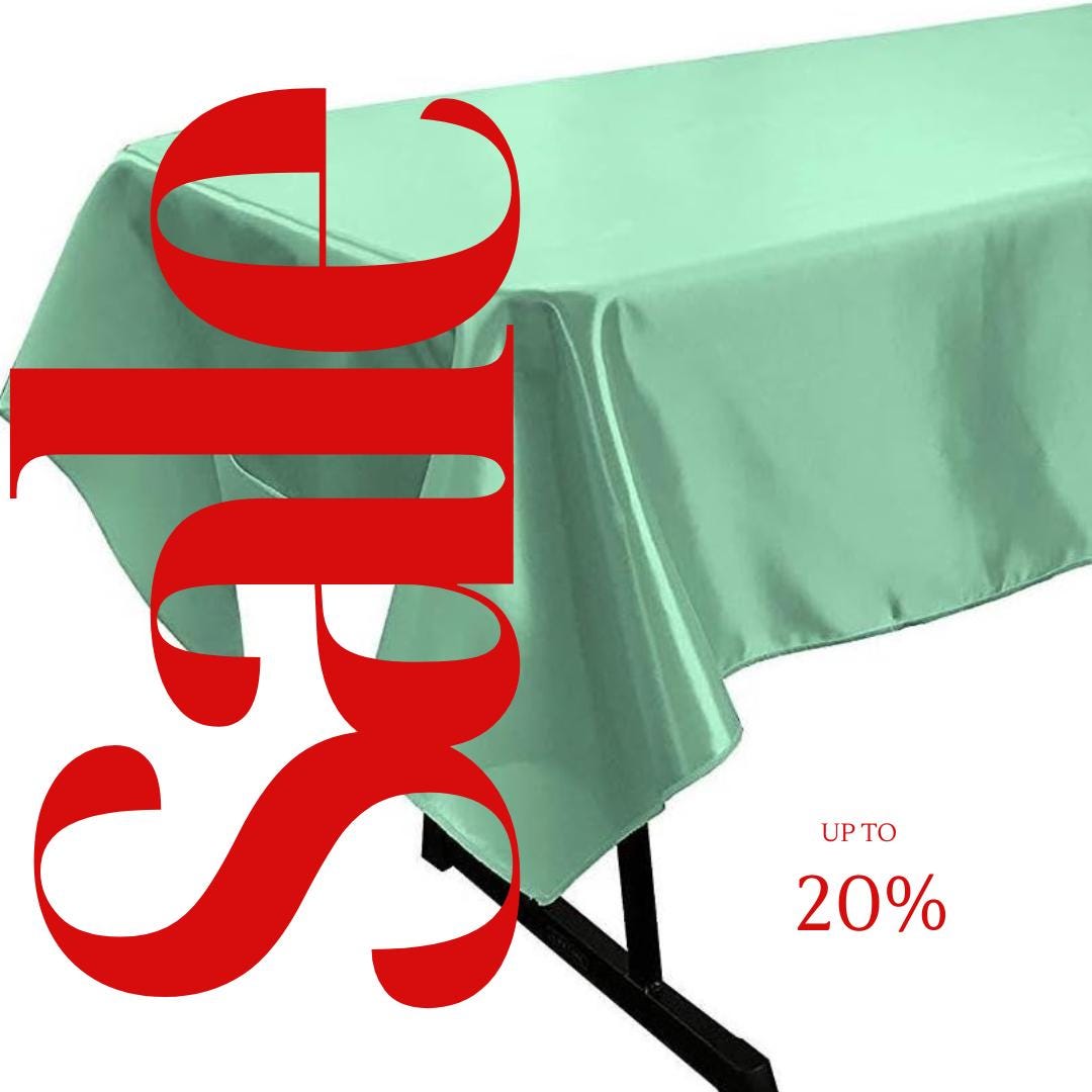 MINT - SATIN - Rectangular Table Cover Bright Tablecloth Smooth Fabric Table Decoration for Wedding Banquet Party Events,