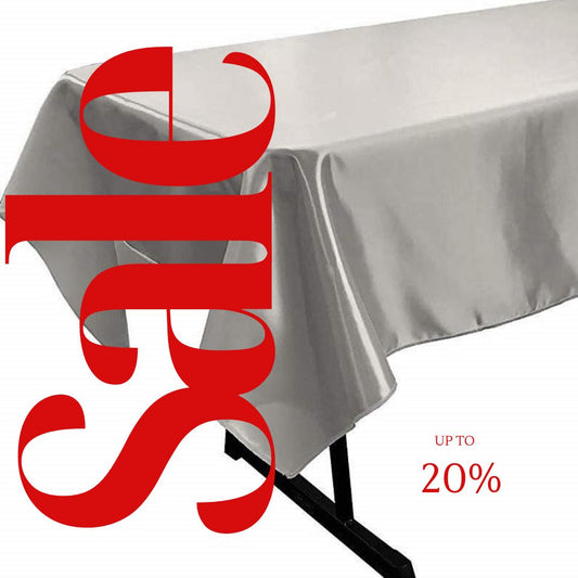 SILVER - SATIN - Rectangular Table Cover Bright Tablecloth Smooth Fabric Table Decoration for Wedding Banquet Party Events,