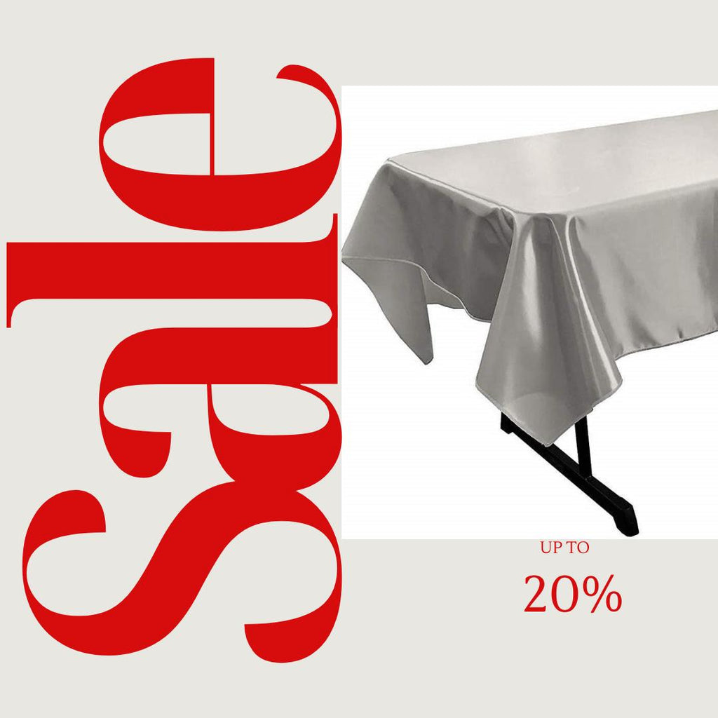 SILVER - SATIN - Rectangular Table Cover Bright Tablecloth Smooth Fabric Table Decoration for Wedding Banquet Party Events,