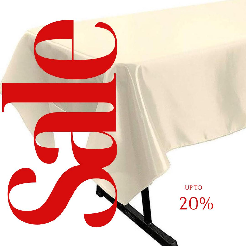 IVORY - SATIN - Rectangular Table Cover Bright Tablecloth Smooth Fabric Table Decoration for Wedding Banquet Party Events,