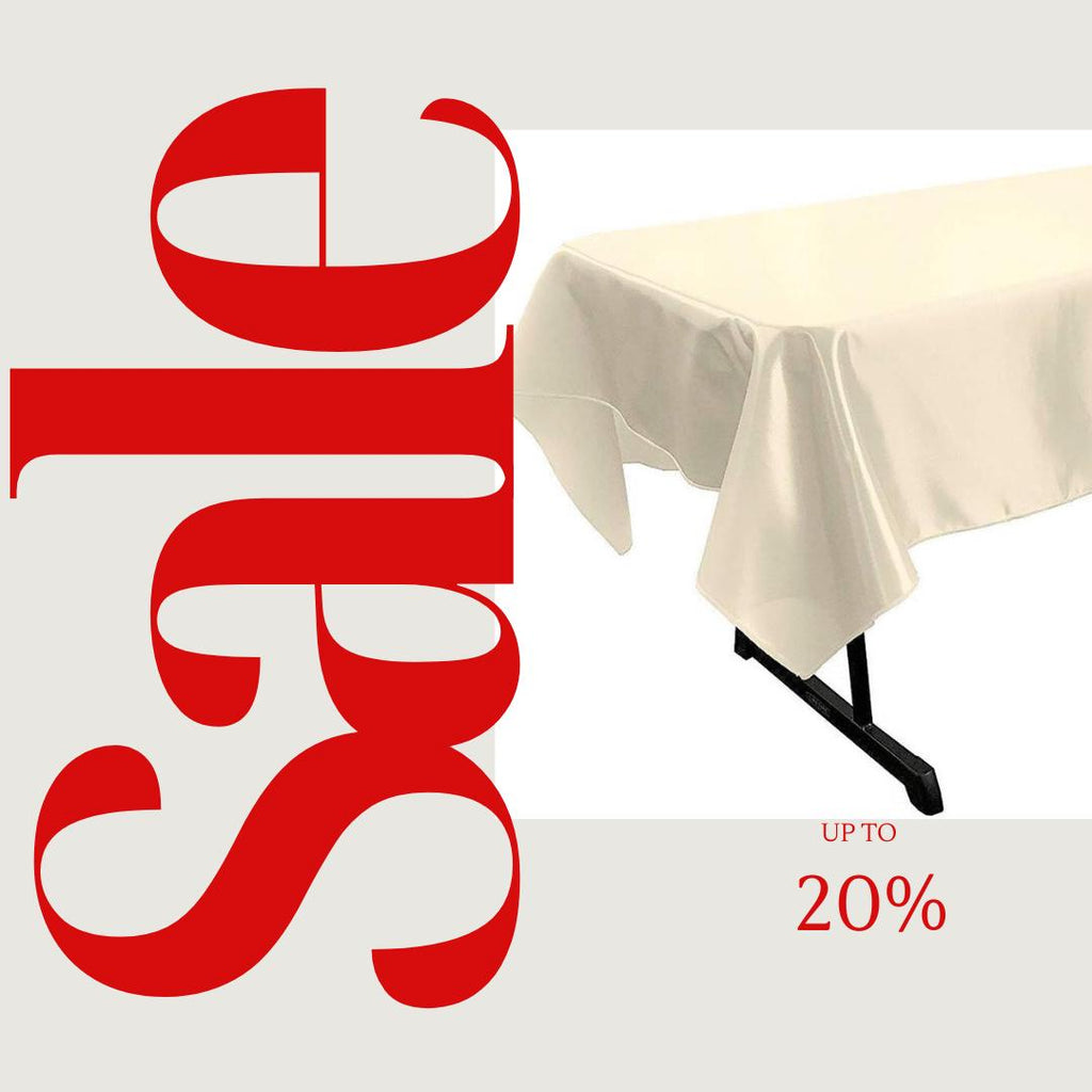 IVORY - SATIN - Rectangular Table Cover Bright Tablecloth Smooth Fabric Table Decoration for Wedding Banquet Party Events,