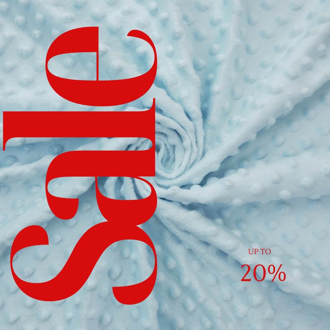 BABY BLUE - Polka Dot Snuggle Minky Soft Fabric Decorative Crafts Dress Fabric Sold By Yard.  60” Wide | Ultra Soft Fabric.