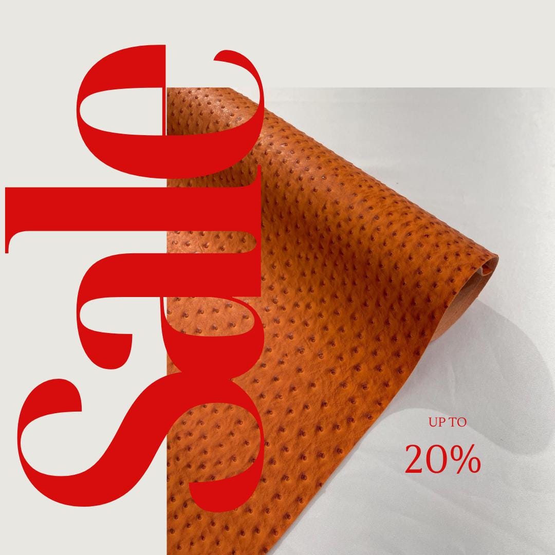 Ostrich Fake Leather Upholstery-  ORANGE - 3-D Ostrich Skin Texture Faux Leather - Vinyl Fabric Sold By Yard.