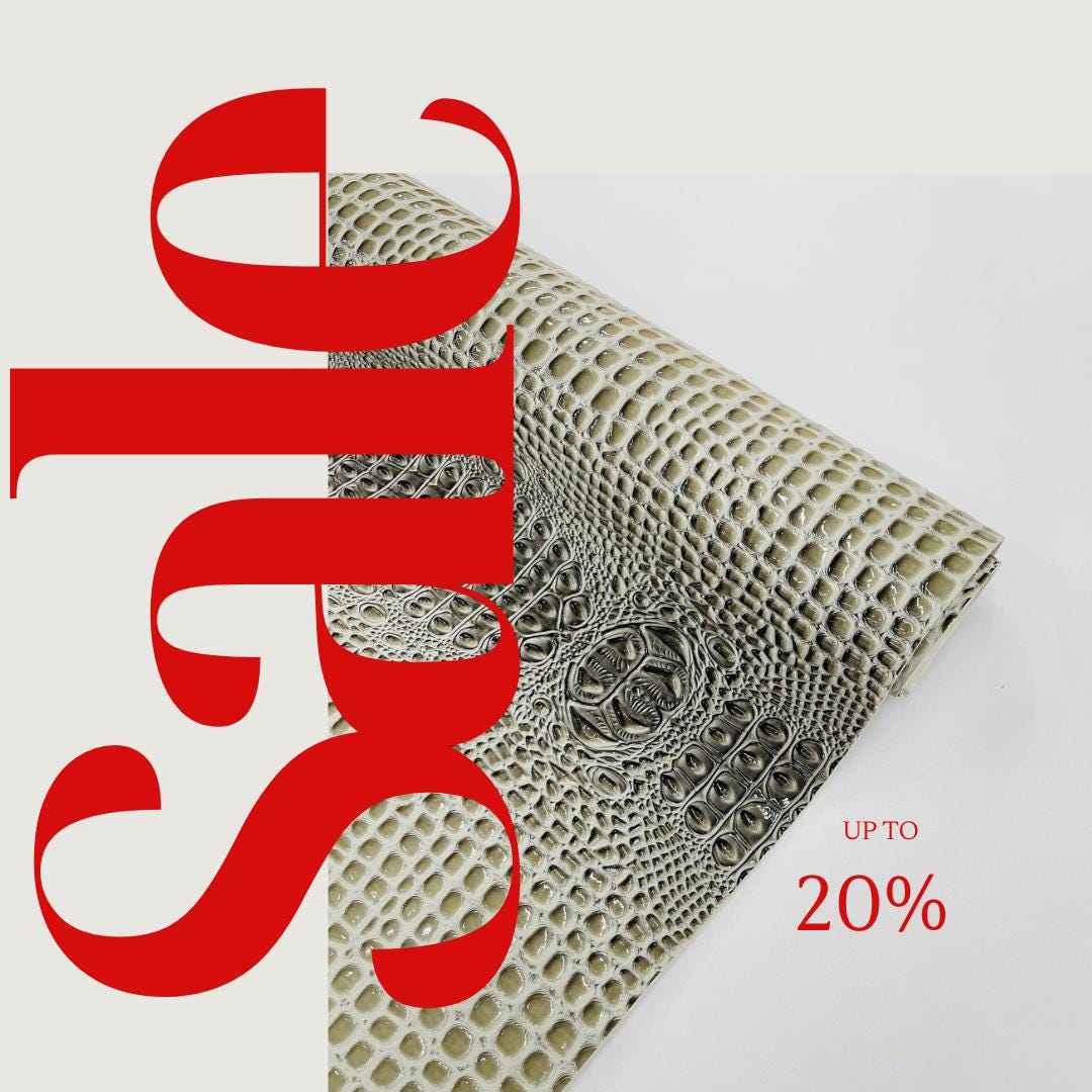 Glossy Two Tone Gator Fake Leather Upholstery - SILVER/GRAY - 3-D Crocodile Skin Texture Faux Leather  Vinyl/54" By Yard