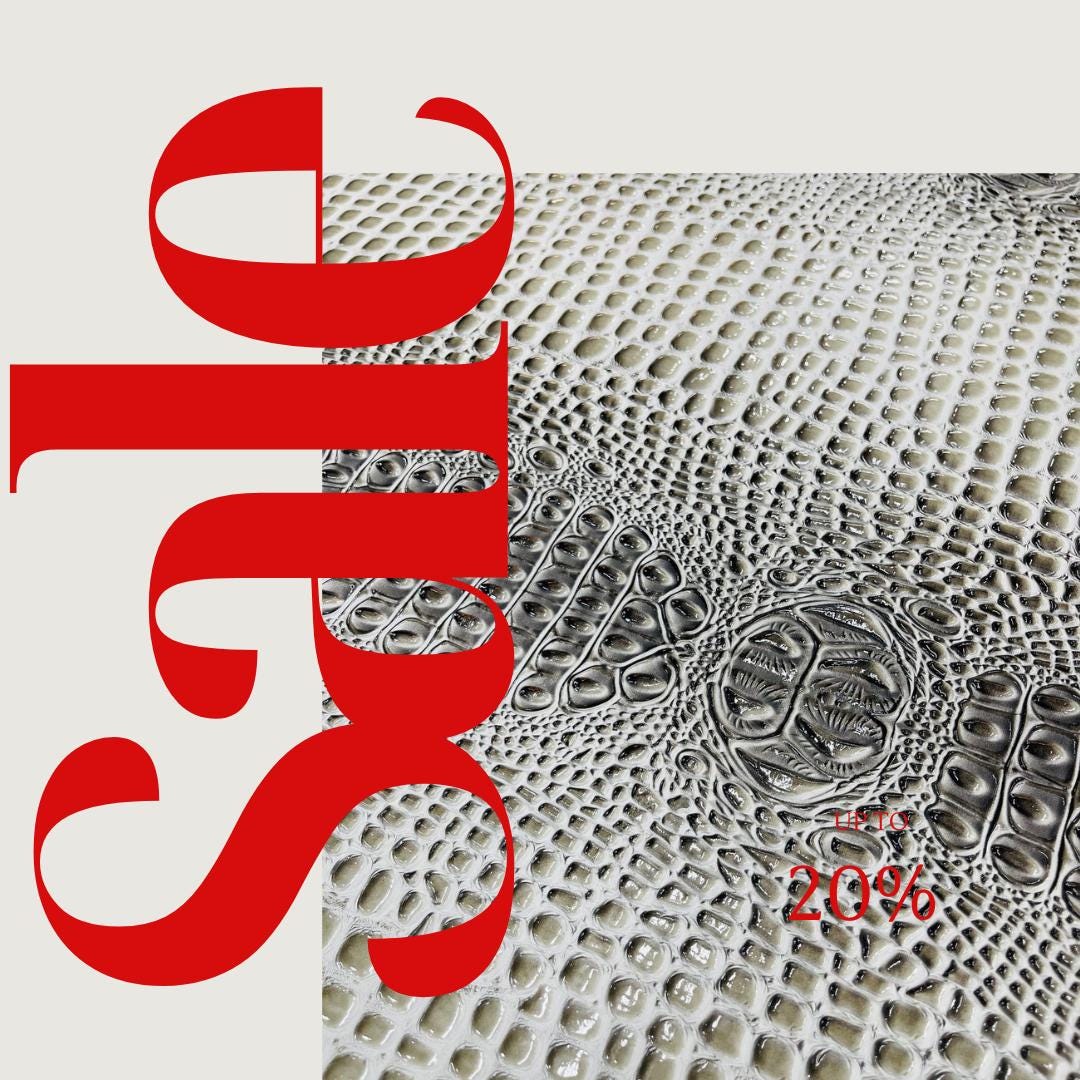 Glossy Two Tone Gator Fake Leather Upholstery - SILVER/GRAY - 3-D Crocodile Skin Texture Faux Leather  Vinyl/54" By Yard