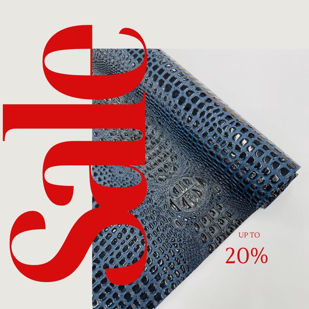 Glossy Two Tone Gator Fake Leather Upholstery - NAVY/BLACK - 3-D Crocodile Skin Texture Faux Leather  Vinyl/54" By Yard