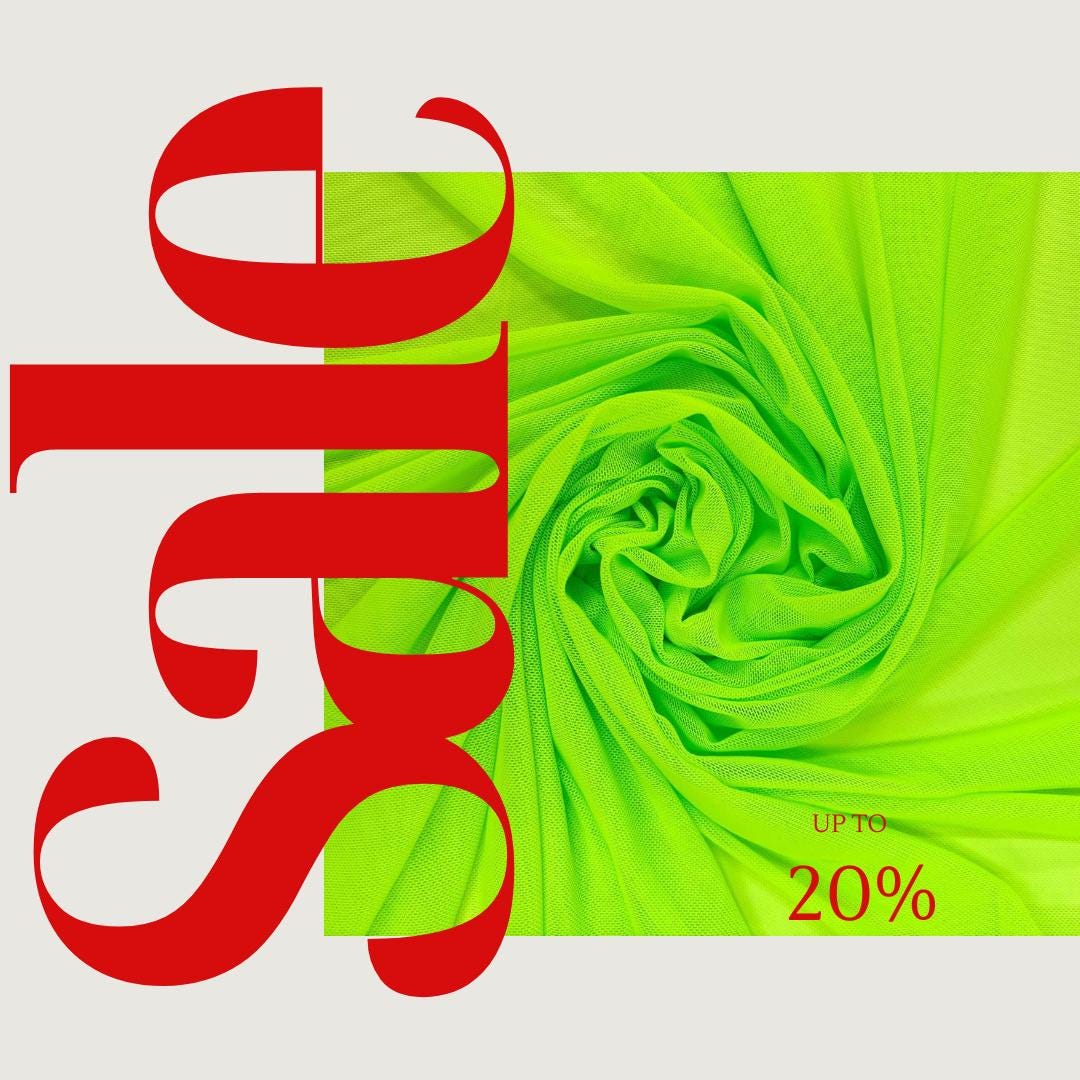 Power Mesh Fabric  - NEON GREEN - Nylon Lycra Spandex 4 Way Stretch Fabric 58"/60" By Yard.