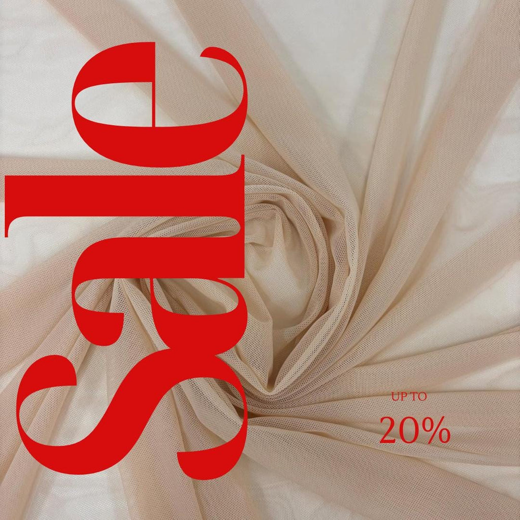 Power Mesh Fabric  - BEIGE - Nylon Lycra Spandex 4 Way Stretch Fabric 58"/60" By Yard.
