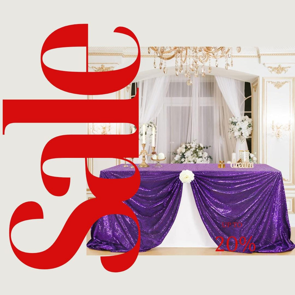 SEQUIN - Sequin Tablecloth -  PURPLE - Table Overlay Rainbow Table Cloths With Seams tablecloth Sparkly Wedding Party Decorations.