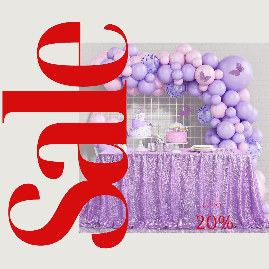 SEQUIN - Sequin Tablecloth -  LILAC - Table Overlay Rainbow Table Cloths With Seams tablecloth Sparkly Wedding Party Decorations.