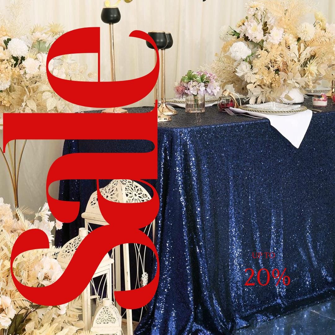 SEQUIN - Sequin Tablecloth -  NAVY - Table Overlay Rainbow Table Cloths With Seams tablecloth Sparkly Wedding Party Decorations.