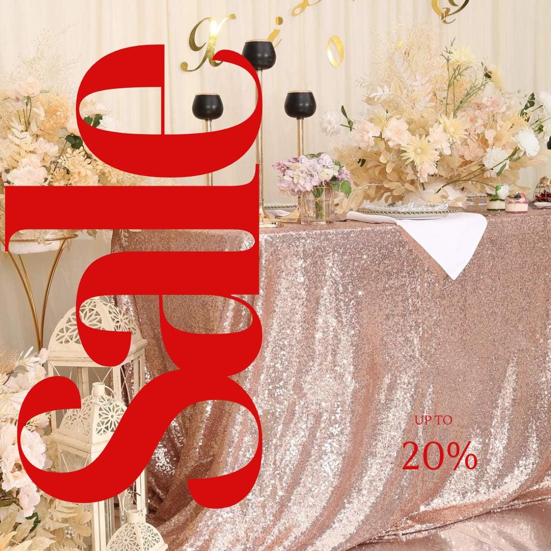 SEQUIN - Sequin Tablecloth -  ROSE GOLD - Table Overlay Rainbow Table Cloths With Seams tablecloth Sparkly Wedding Party Decorations.