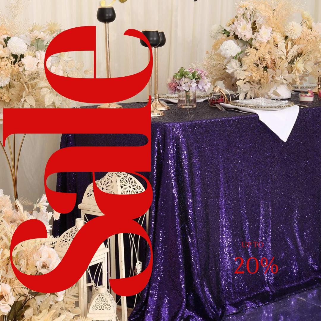 SEQUIN - Sequin Tablecloth -  PURPLE - Table Overlay Rainbow Table Cloths With Seams tablecloth Sparkly Wedding Party Decorations.