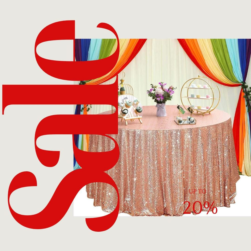 Sequin Tablecloth - ROSE GOLD - Round Sparkly Table Cloths Table Cover Overlay for Wedding Birthday Party Baby Bridal Shower. Choose Size
