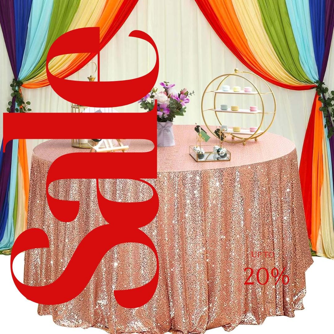 Sequin Tablecloth - ROSE GOLD - Round Sparkly Table Cloths Table Cover Overlay for Wedding Birthday Party Baby Bridal Shower. Choose Size