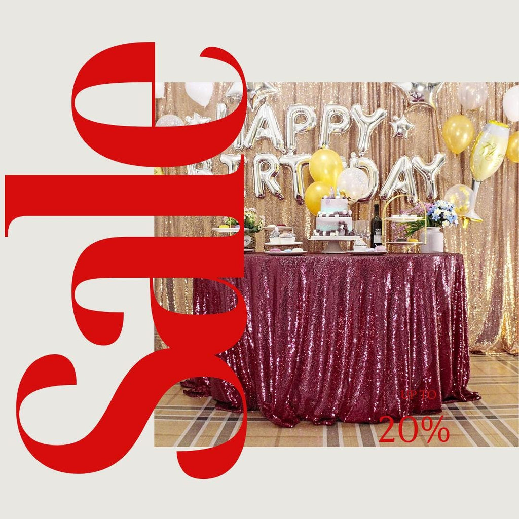Sequin Tablecloth - BURGUNDY - Round Sparkly Table Cloths Table Cover Overlay for Wedding Birthday Party Baby Bridal Shower. Choose Size
