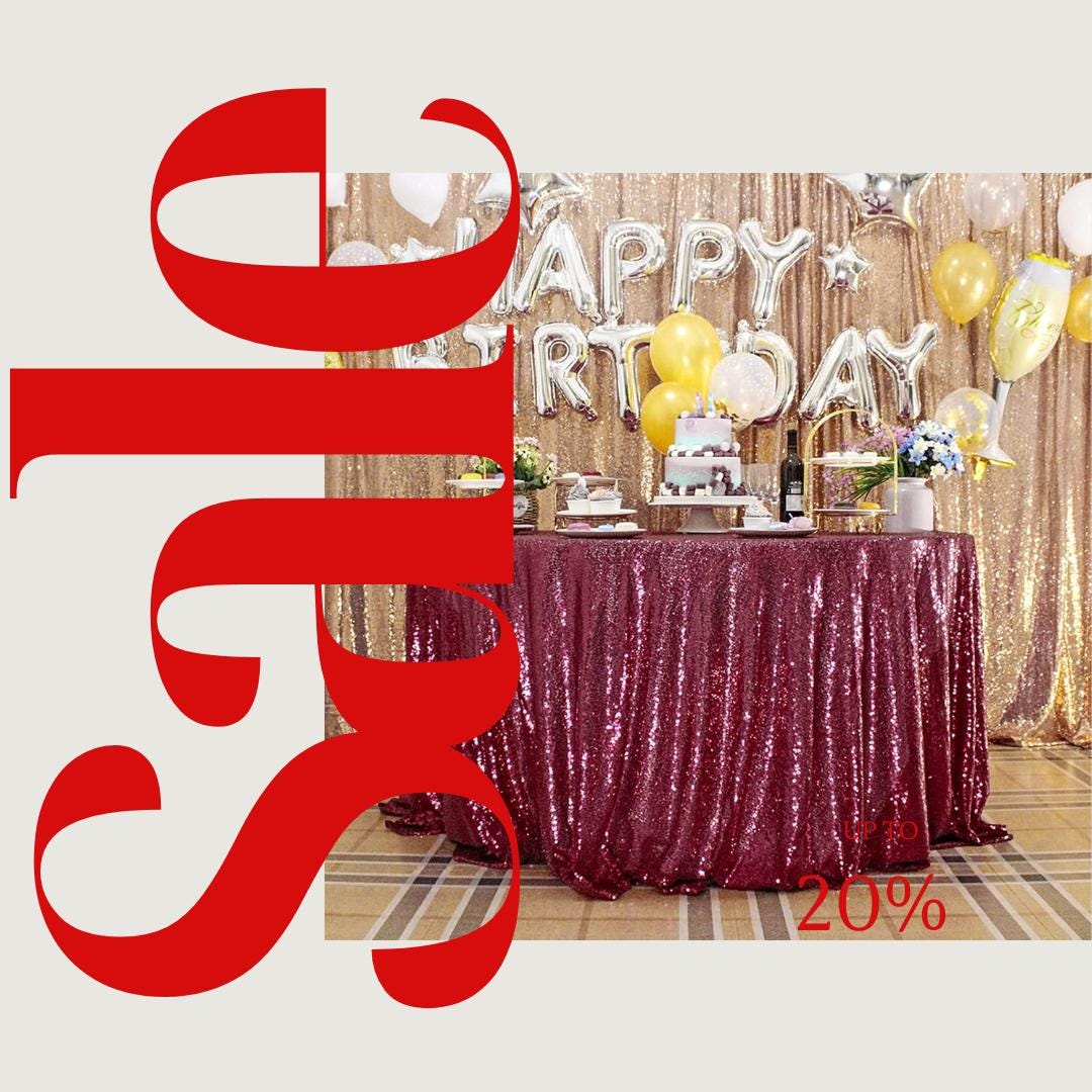 Sequin Tablecloth - BURGUNDY - Round Sparkly Table Cloths Table Cover Overlay for Wedding Birthday Party Baby Bridal Shower. Choose Size