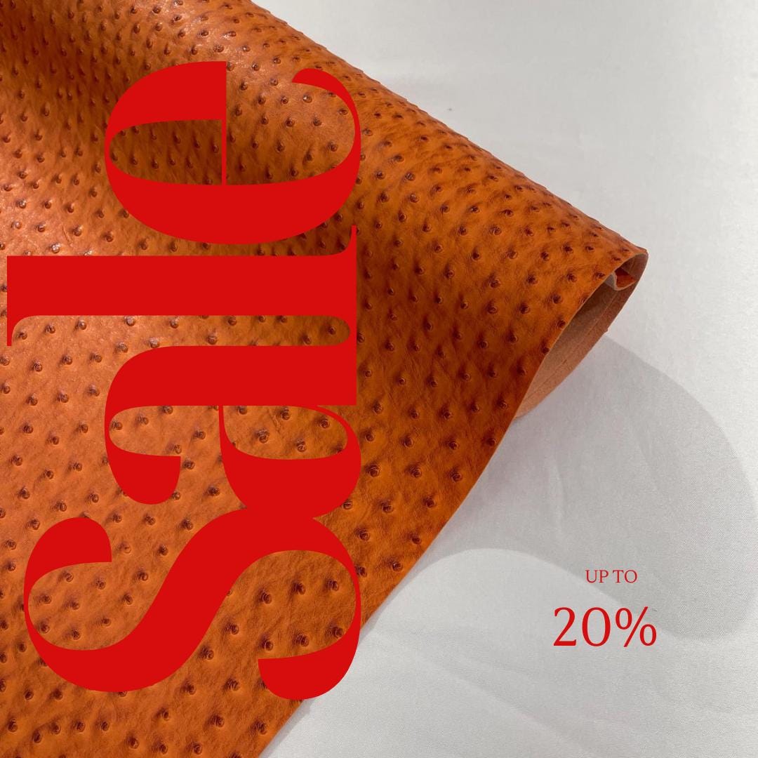 Ostrich Fake Leather Upholstery-  ORANGE - 3-D Ostrich Skin Texture Faux Leather - Vinyl Fabric Sold By Yard.