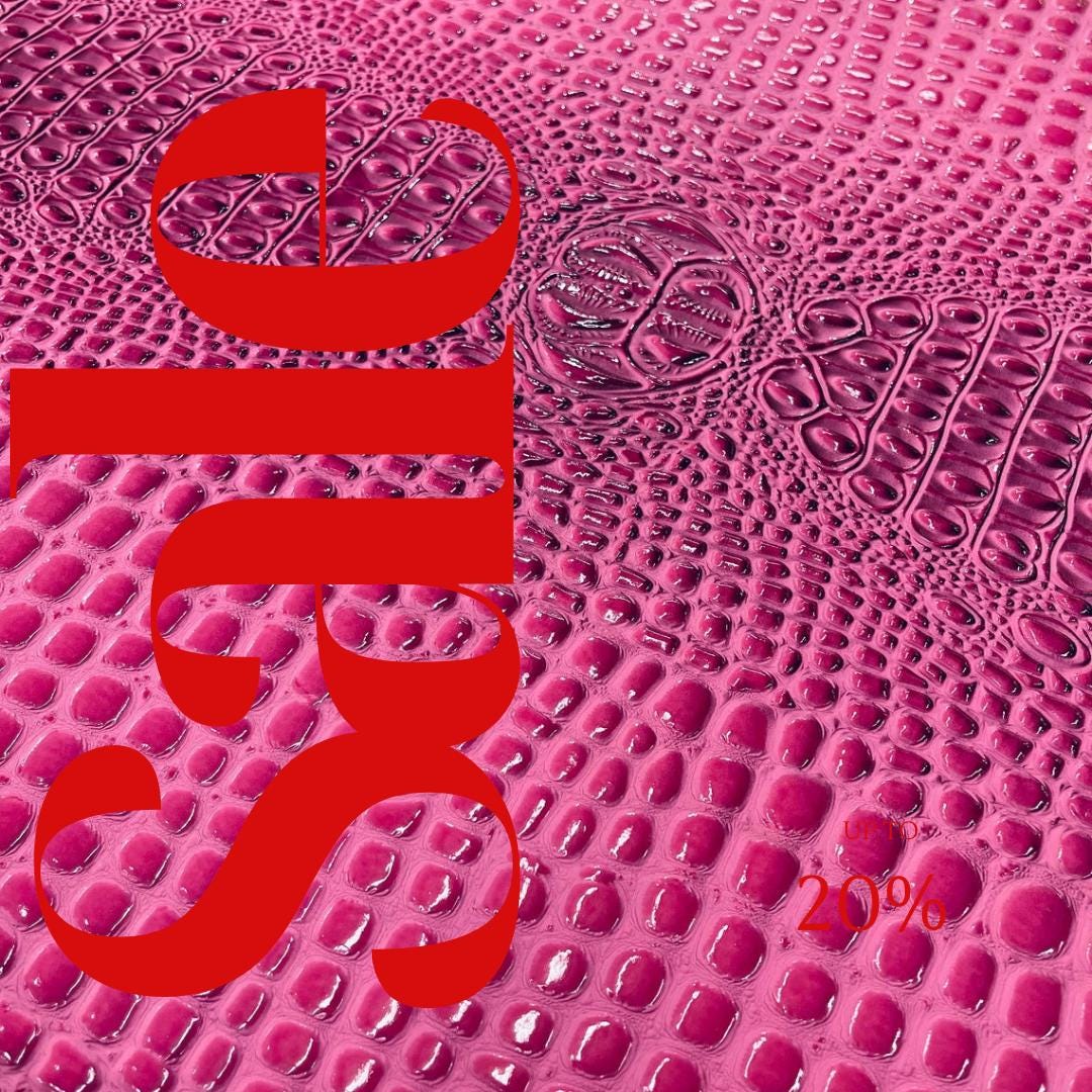 Glossy Two Tone Gator Fake Leather Upholstery - CANDY PINK - 3-D Crocodile Skin Texture Faux Leather  Vinyl/54" By Yard