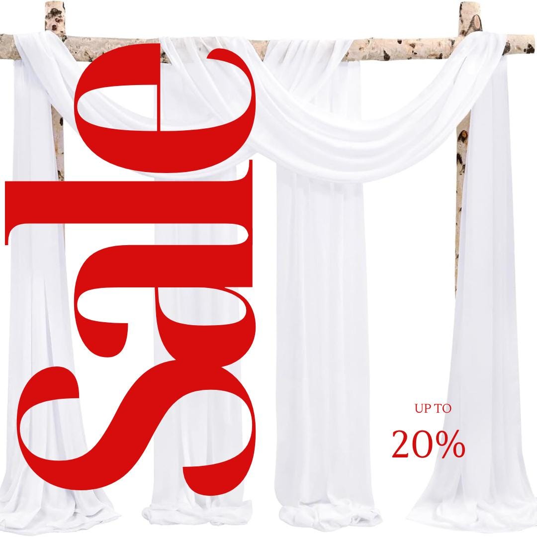 WHITE - Wedding Arch Draping Fabric 4 Panels 28" x 21 Ft Wedding Arch Drapes for Ceremony Chiffon Fabric Drapes Arbor Drapery Wedding Arch