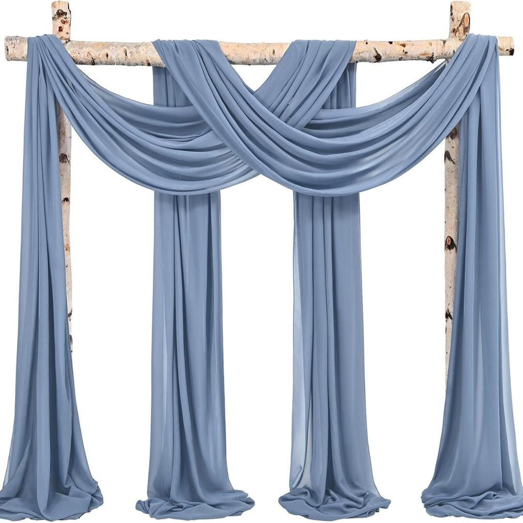 DUSTY BLUE - Wedding Arch Draping Fabric 4 Panels 28" x 21 Ft Wedding Arch Drapes for Ceremony Chiffon Fabric Drapes Arbor Drapery Wedding