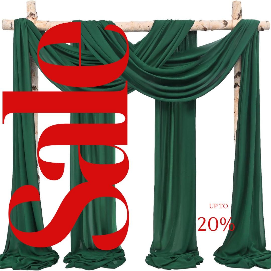 HUNTER - Wedding Arch Draping Fabric 4 Panels 28" x 21 Ft Wedding Arch Drapes for Ceremony Chiffon Fabric Drapes Arbor Drapery Wedding