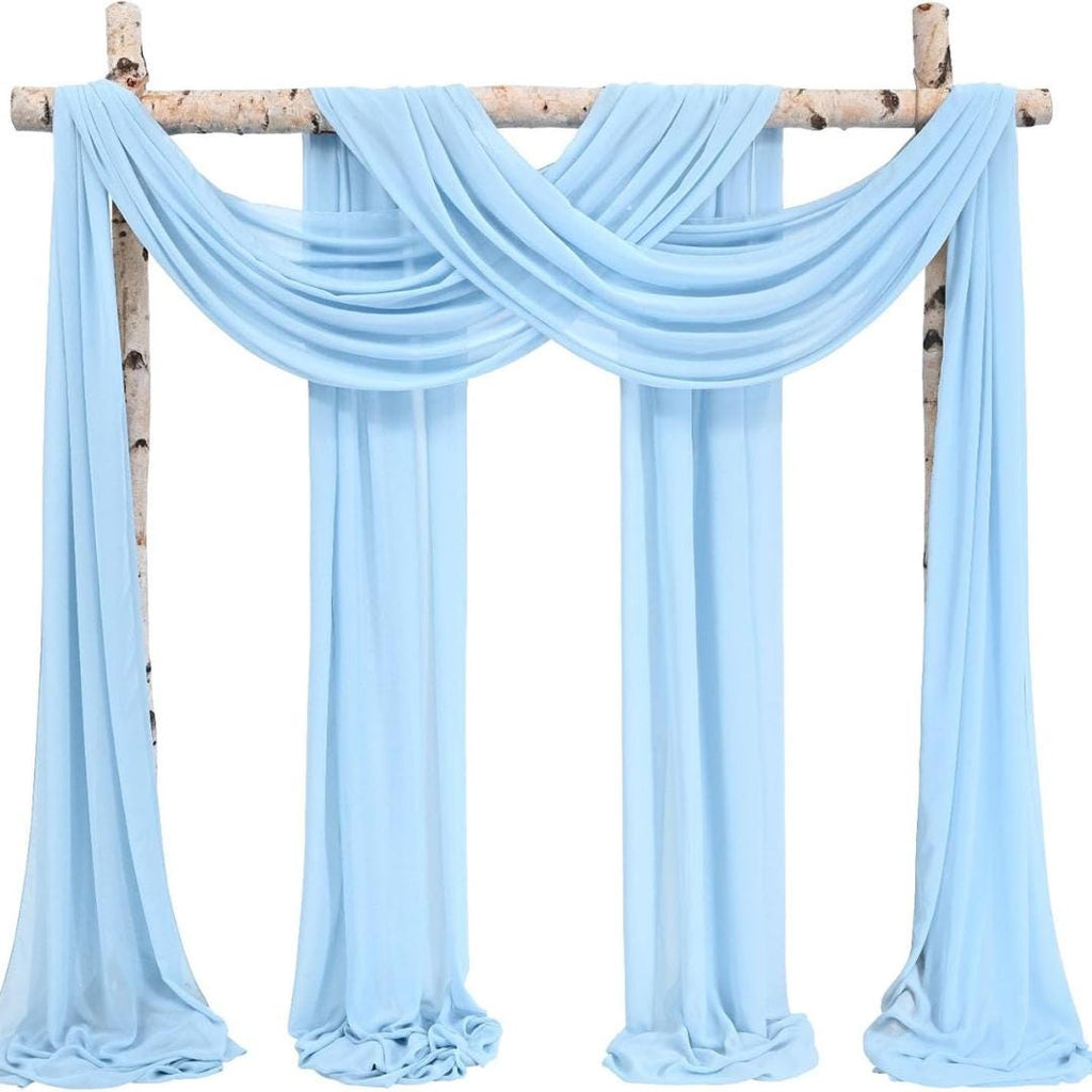 LT BLUE - Wedding Arch Draping Fabric 4 Panels 28" x 21 Ft Wedding Arch Drapes for Ceremony Chiffon Fabric Drapes Arbor Drapery Wedding