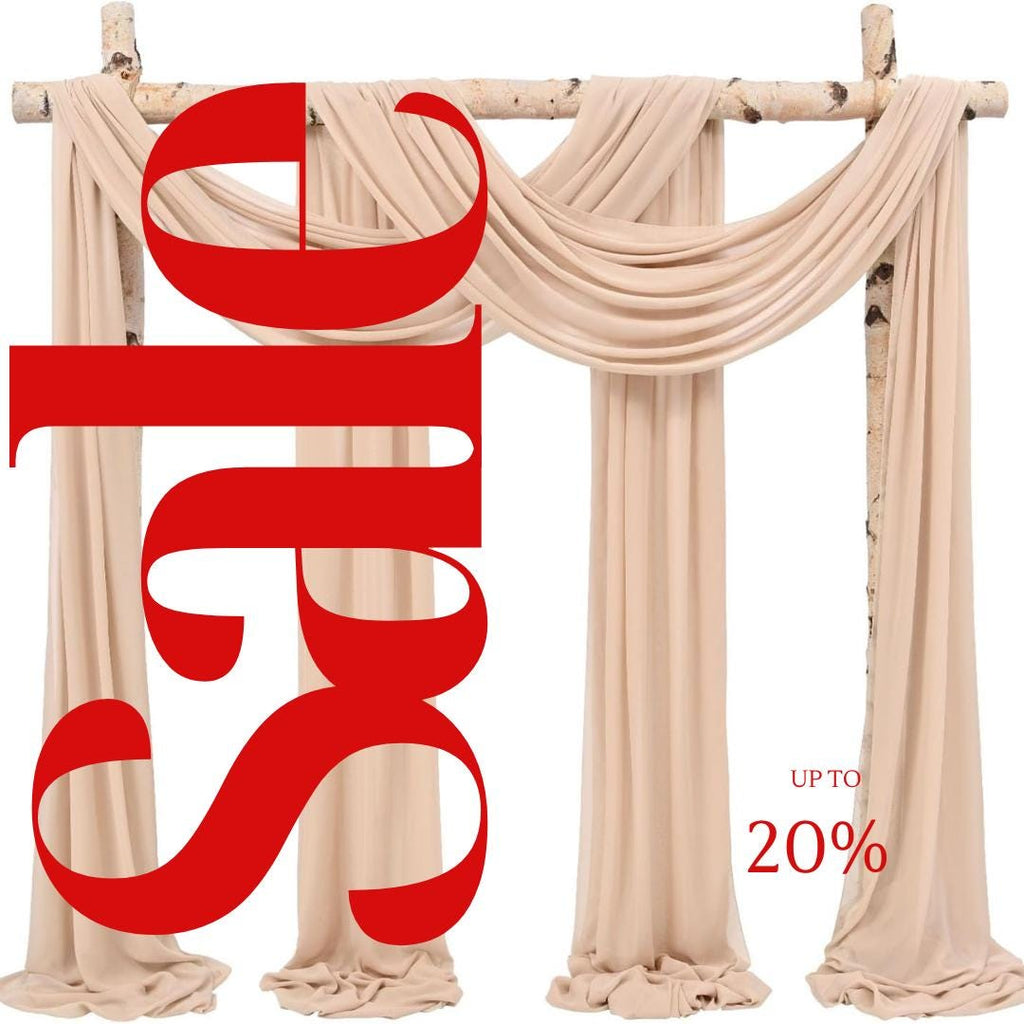 NUDE - Wedding Arch Draping Fabric 4 Panels 28" x 21 Ft Wedding Arch Drapes for Ceremony Chiffon Fabric Drapes Arbor Drapery Wedding