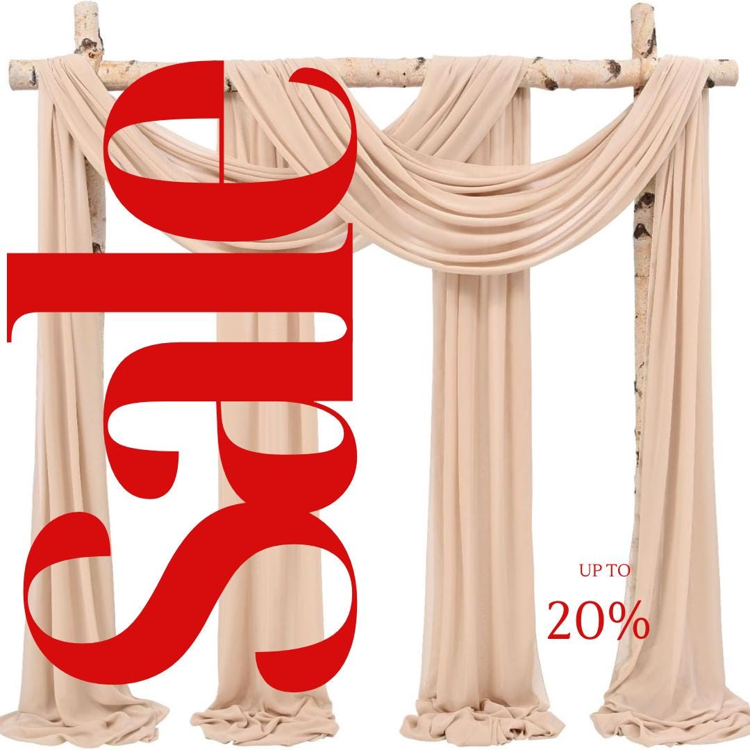 NUDE - Wedding Arch Draping Fabric 4 Panels 28" x 21 Ft Wedding Arch Drapes for Ceremony Chiffon Fabric Drapes Arbor Drapery Wedding