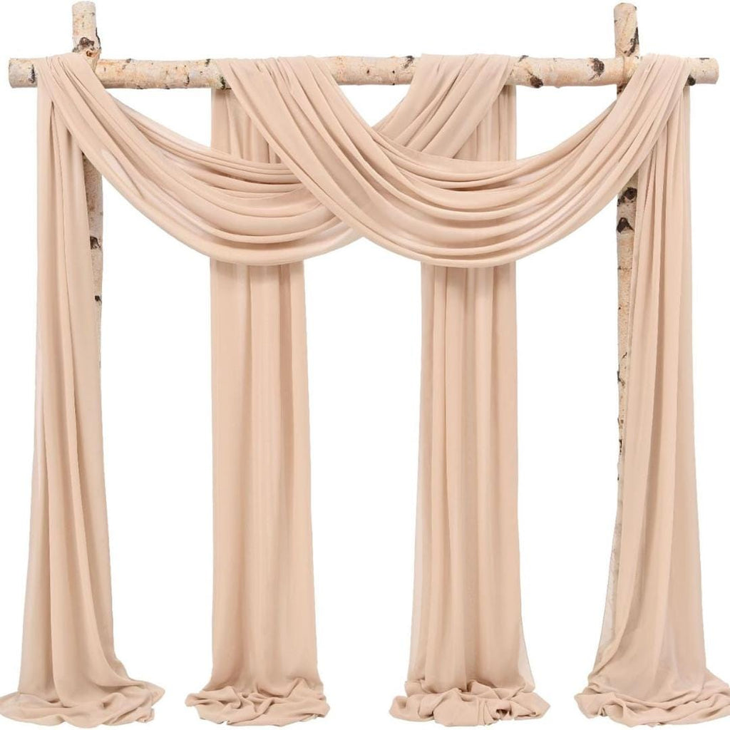NUDE - Wedding Arch Draping Fabric 4 Panels 28" x 21 Ft Wedding Arch Drapes for Ceremony Chiffon Fabric Drapes Arbor Drapery Wedding