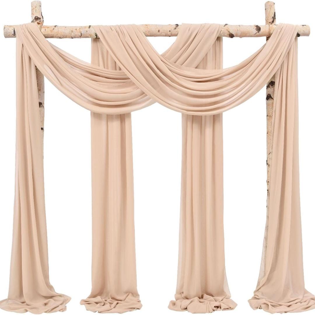 NUDE - Wedding Arch Draping Fabric 4 Panels 28" x 21 Ft Wedding Arch Drapes for Ceremony Chiffon Fabric Drapes Arbor Drapery Wedding