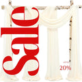 IVORY - Wedding Arch Draping Fabric 4 Panels 28" x 21 Ft Wedding Arch Drapes for Ceremony Chiffon Fabric Drapes Arbor Drapery Wedding