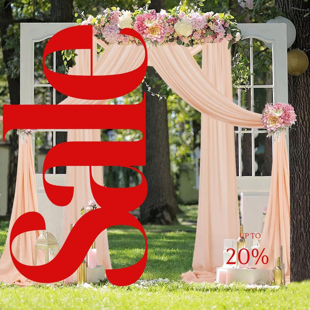 PEACH - Wedding Arch Draping Fabric 4 Panels 28" x 21 Ft Wedding Arch Drapes for Ceremony Chiffon Fabric Drapes Arbor Drapery Wedding