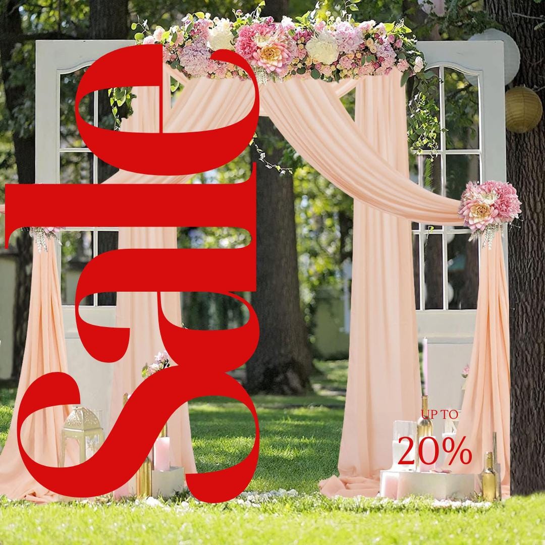 PEACH - Wedding Arch Draping Fabric 4 Panels 28" x 21 Ft Wedding Arch Drapes for Ceremony Chiffon Fabric Drapes Arbor Drapery Wedding