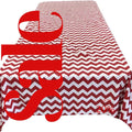 Chevron/Zig Zag  - Print Poly Cotton Tablecloth Table Cover Fabric Table Cloth for Dinning, Kitchen, Party. White & Red