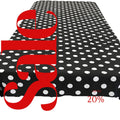 Polka Dot  - Print Poly Cotton Tablecloth Table Cover Fabric Table Cloth for Dinning, Kitchen, Party. White Dot on Black