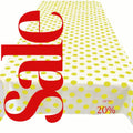 Polka Dot  - Print Poly Cotton Tablecloth Table Cover Fabric Table Cloth for Dinning, Kitchen, Party. Yellow Dot on White