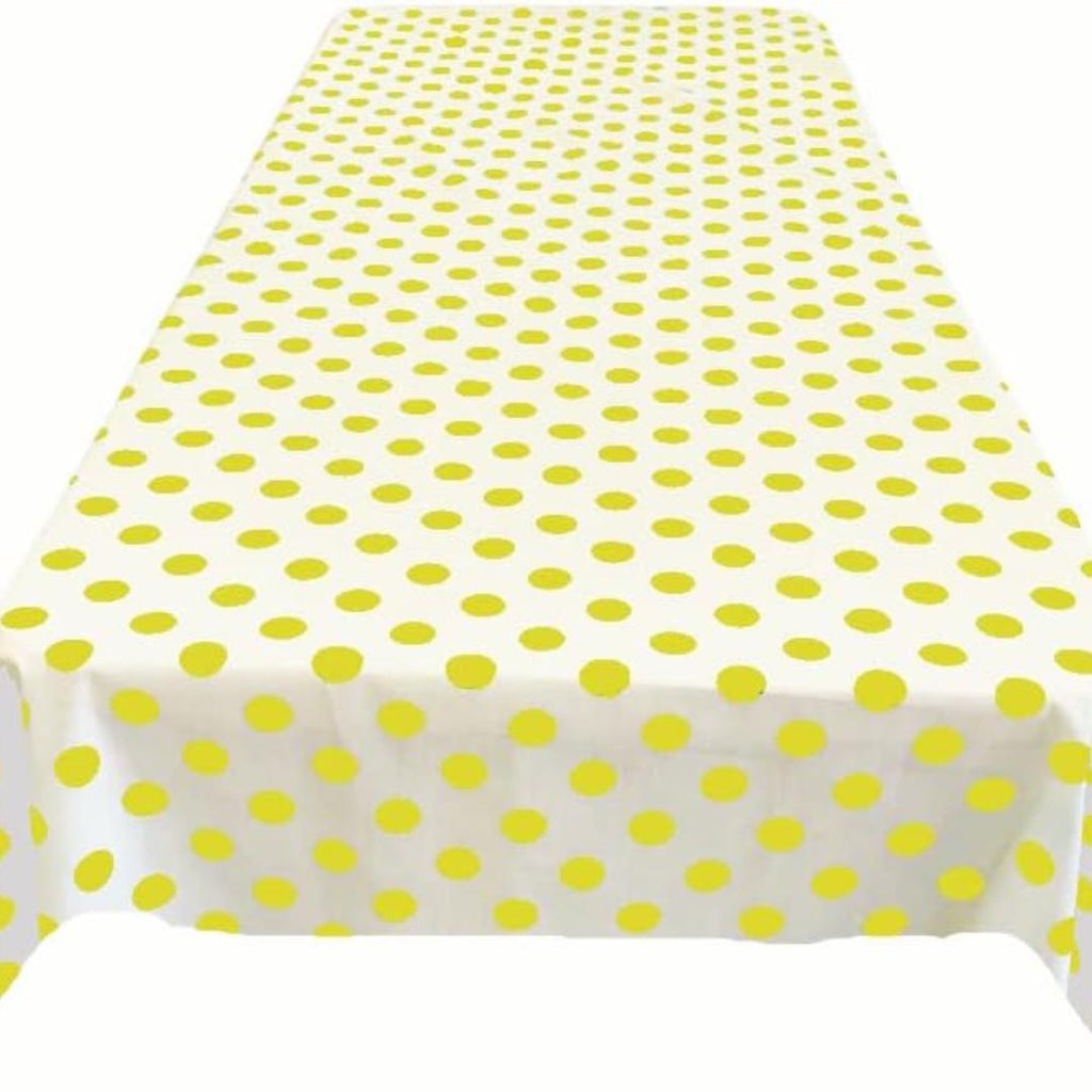 Polka Dot  - Print Poly Cotton Tablecloth Table Cover Fabric Table Cloth for Dinning, Kitchen, Party. Yellow Dot on White