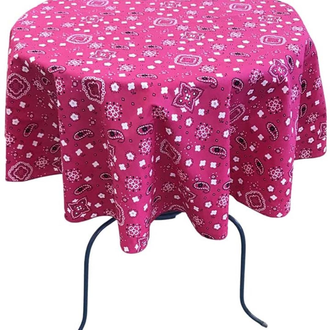 FUCHSIA - Bandanna - Round Print Poly Cotton Tablecloth, Table Cover Fabric Table Cloth for Dinning, Kitchen, Party, Holiday