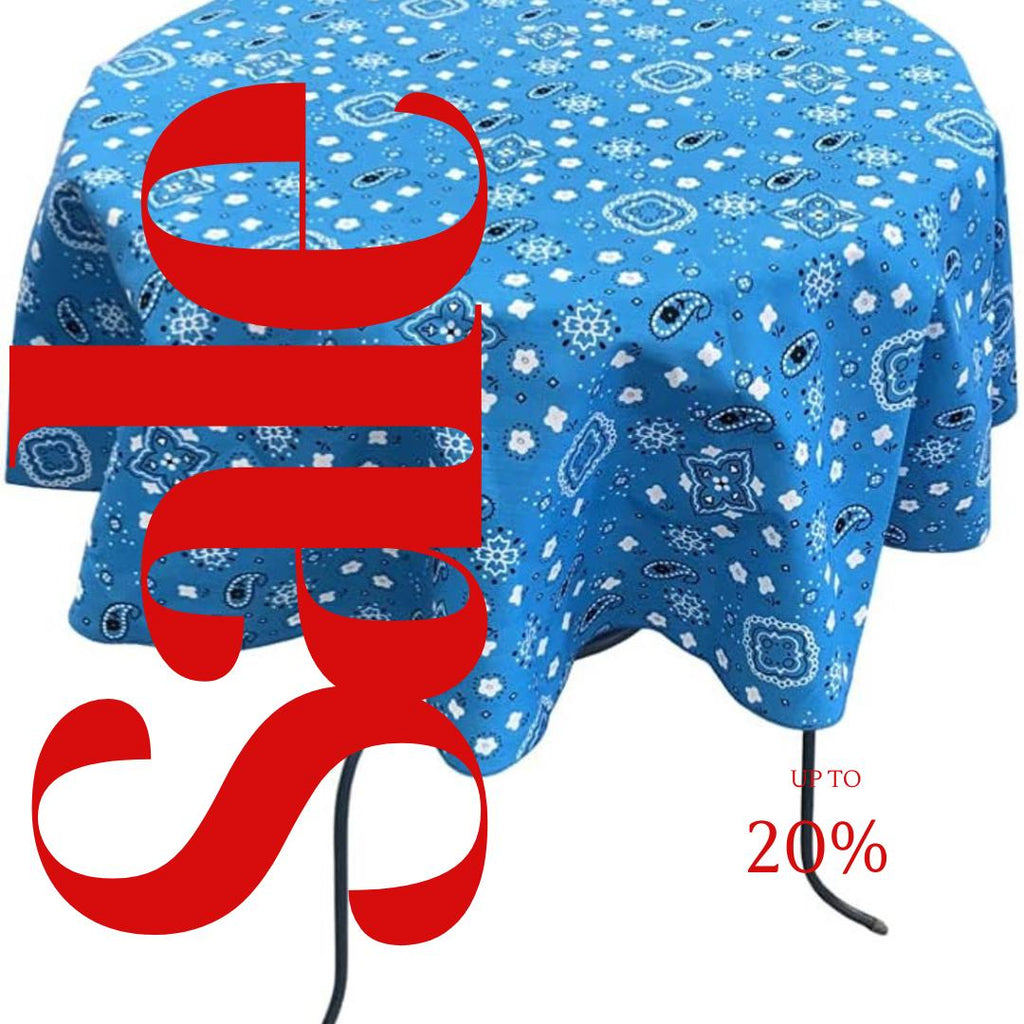 TURQUOISE - Bandanna - Round Print Poly Cotton Tablecloth, Table Cover Fabric Table Cloth for Dinning, Kitchen, Party, Holiday